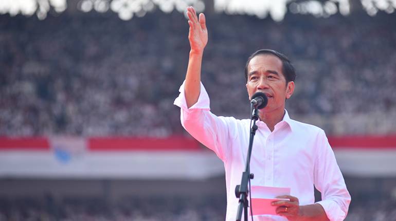 Indonesian President Joko Widodo at an election rally in April 2019.