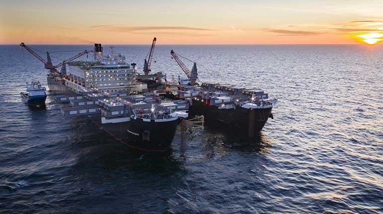 Offshore construction work on Nord Stream 2.