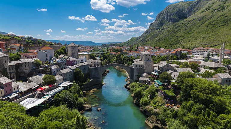 Mostar Bridge in Mostar.