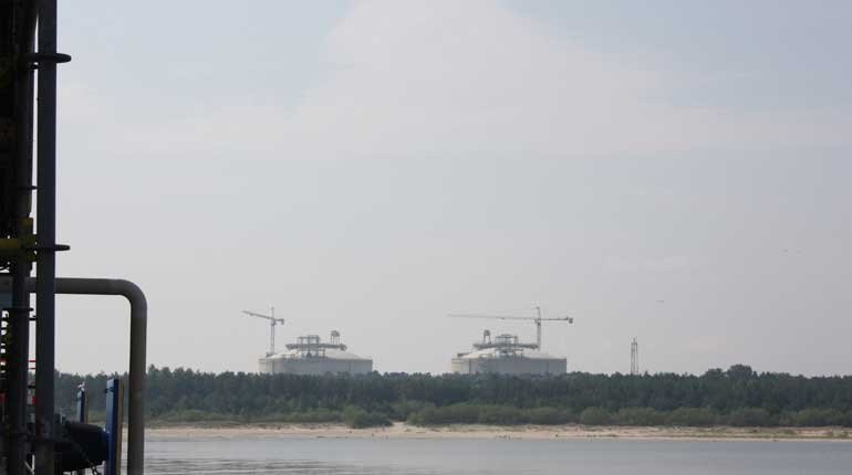 Poland's Swinoujscie LNG terminal under construction.