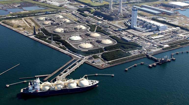 An LNG tanker at a Japanese facility