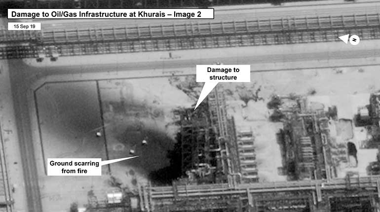 Photo showing damaged Saudi oil infrastructure