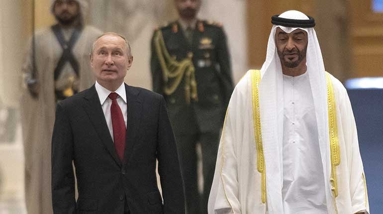 Russian President Vladimir Putin with Abu Dhabi Crown Prince Mohammed bin Zayed Al Nahyan.
