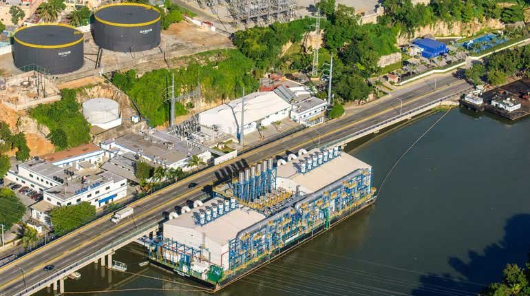 A gas-fired power barge in the Dominican Republic