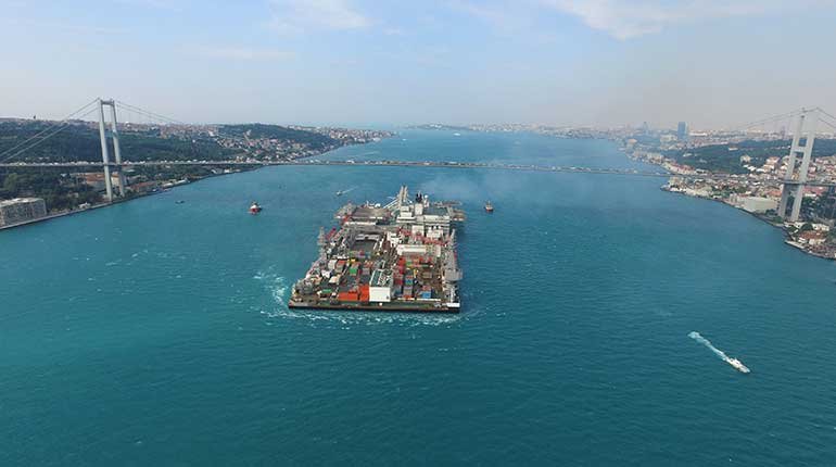 The Pioneering Spirit pipelaying vessel.