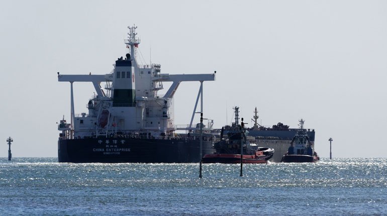 Iron ore carrier offshore Western Australia