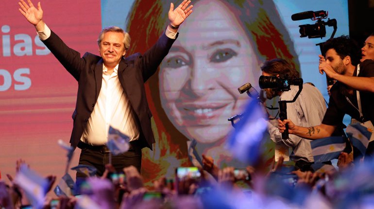 Presidential candidate Alberto Fernandez after incumbent Mauricio Macri conceded defeat