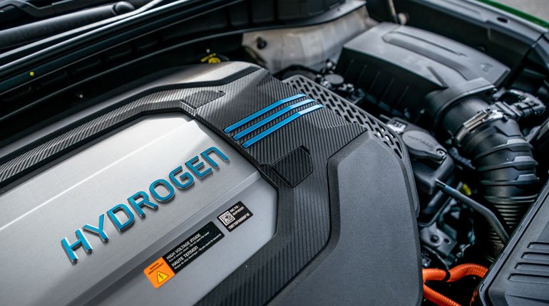 Hydrogen fuel cell technology in a Hyundai car.