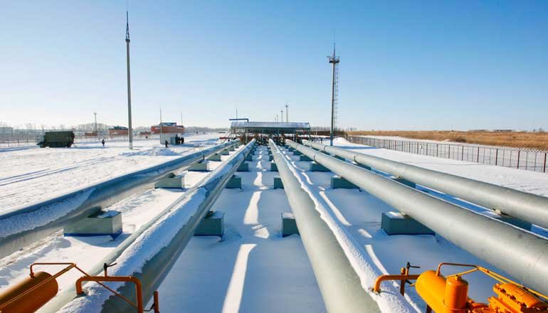A gas-metering station on the Russian-Ukrainian border