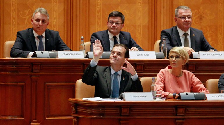 The new Romanian prime minister Ludovic Orban during a session in parliament in Bucharest