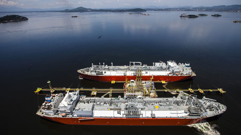 Docked LNG tankers