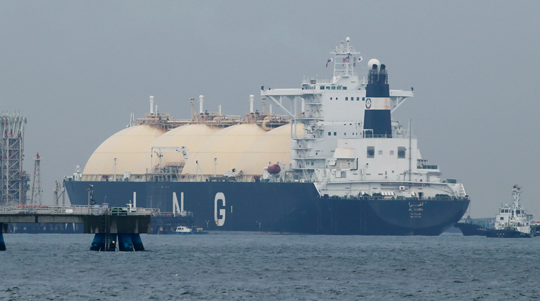 LNG tanker arriving in Japan