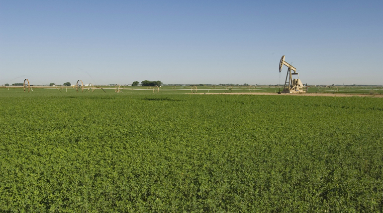 An oil rig in the US Permian Basin.
