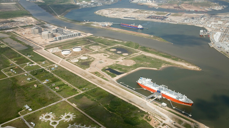 Aerial view of Freeport LNG regas facility