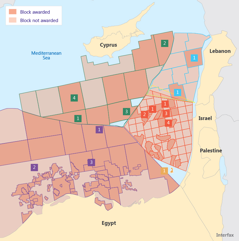 Map of exploration activity in East Mediterranean.