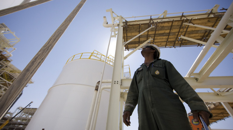 A Shell storage tank at Harweel, Oman