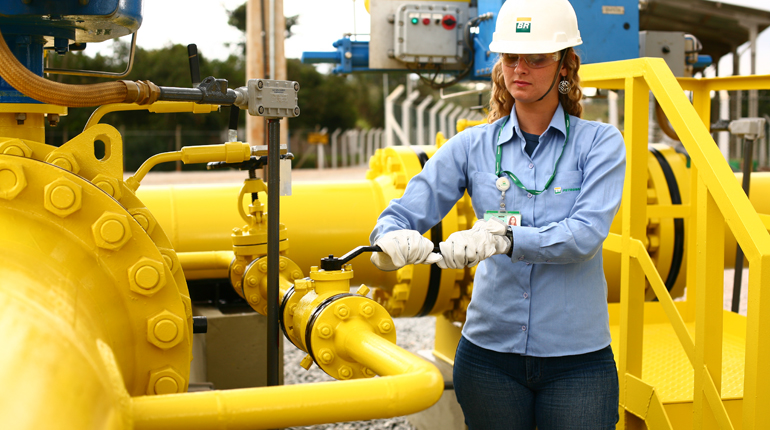 A worker on a Brazilian gas pipeline.