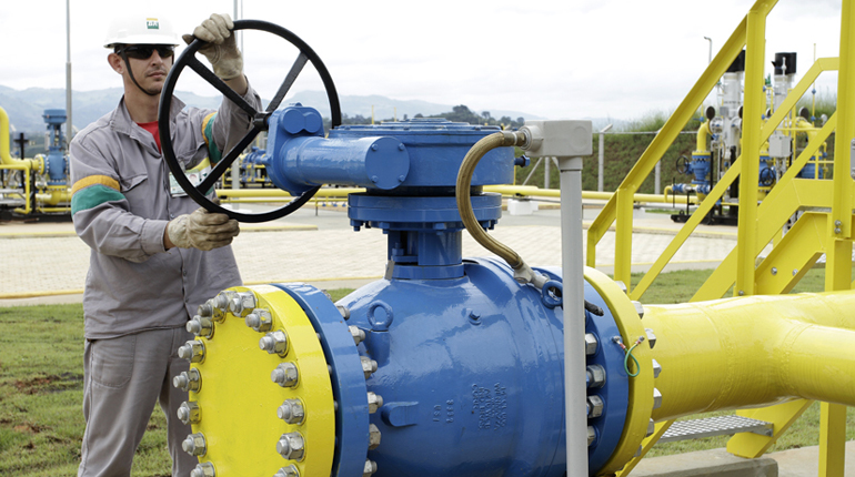 A worker on a gas pipeline in Brazil