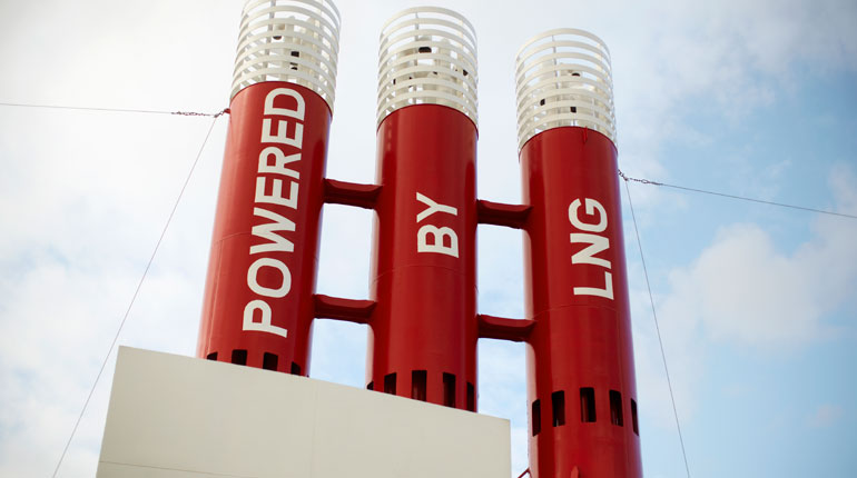 A tanker at the Peru LNG plant.