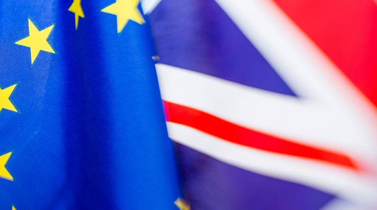 British and EU flags adjacent to each other